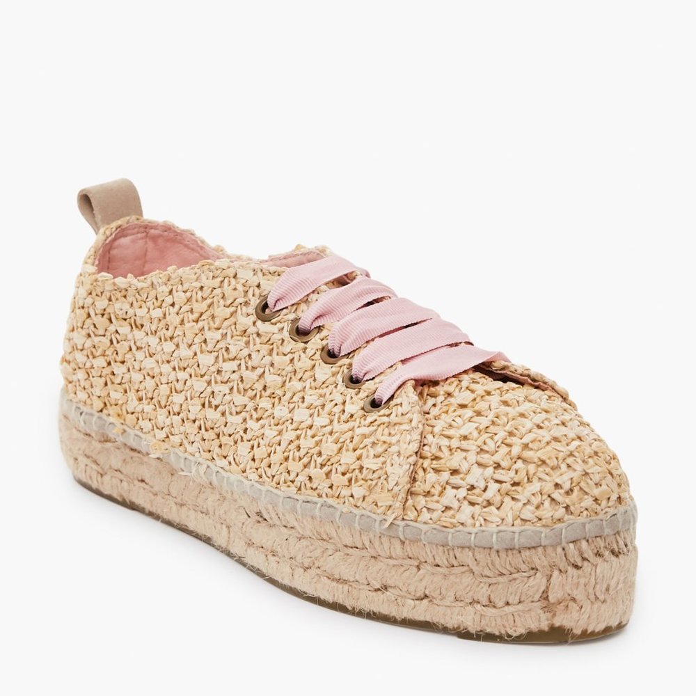 Raffia Sneakers with Ribbon Laces